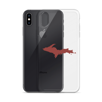 Michigan Upper Peninsula Clear iPhone Case (w/ Ore Dock Red UP Outline)