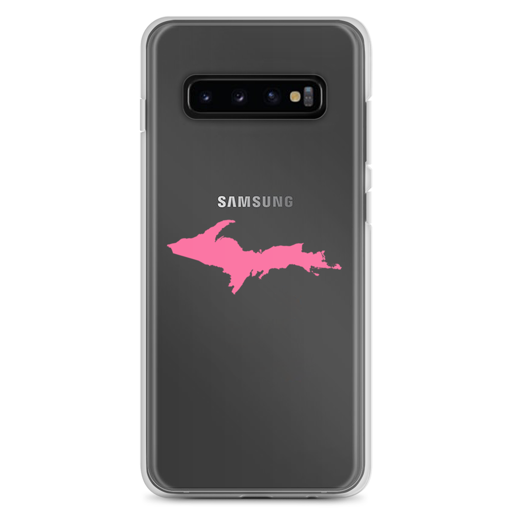 Michigan Upper Peninsula Clear Phone Case (w/ Pink UP Outline) | Samsung Android