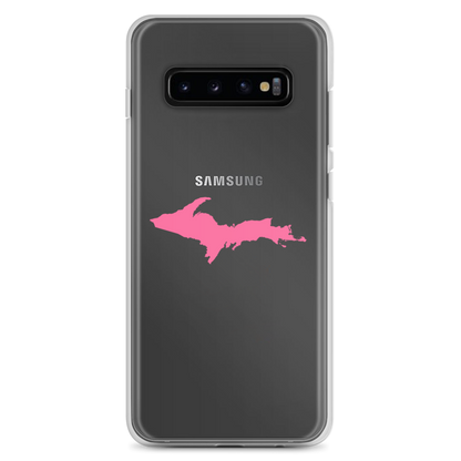 Michigan Upper Peninsula Clear Phone Case (w/ Pink UP Outline) | Samsung Android