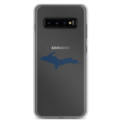 Michigan Upper Peninsula Clear Phone Case (w/ Navy UP Outline) | Samsung Android