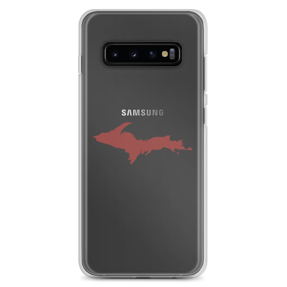 Michigan Upper Peninsula Clear Phone Case (w/ Ore Dock Red UP Outline) | Samsung Android