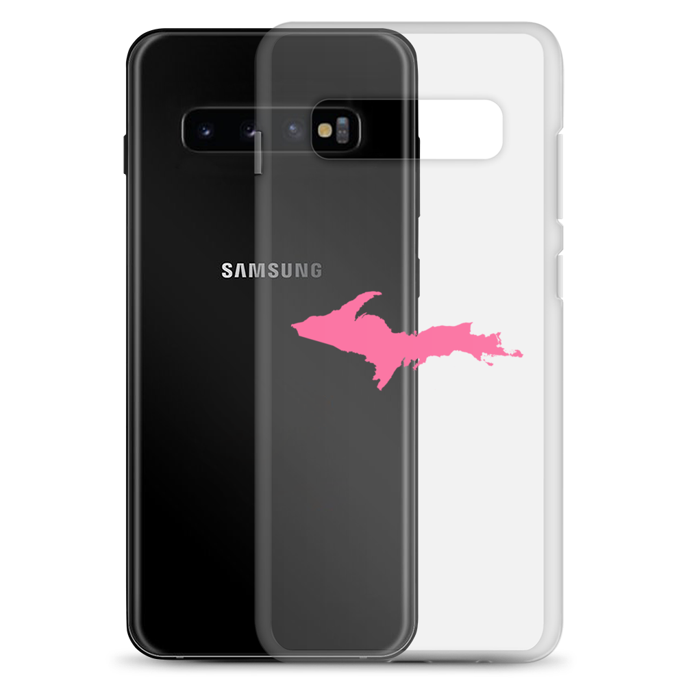 Michigan Upper Peninsula Clear Phone Case (w/ Pink UP Outline) | Samsung Android