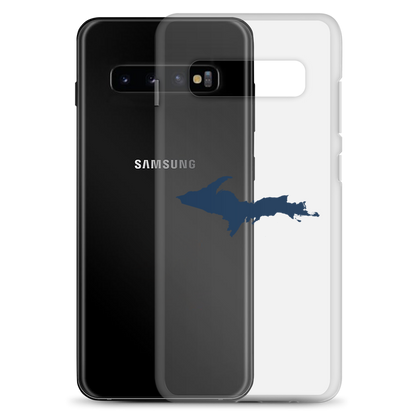 Michigan Upper Peninsula Clear Phone Case (w/ Navy UP Outline) | Samsung Android