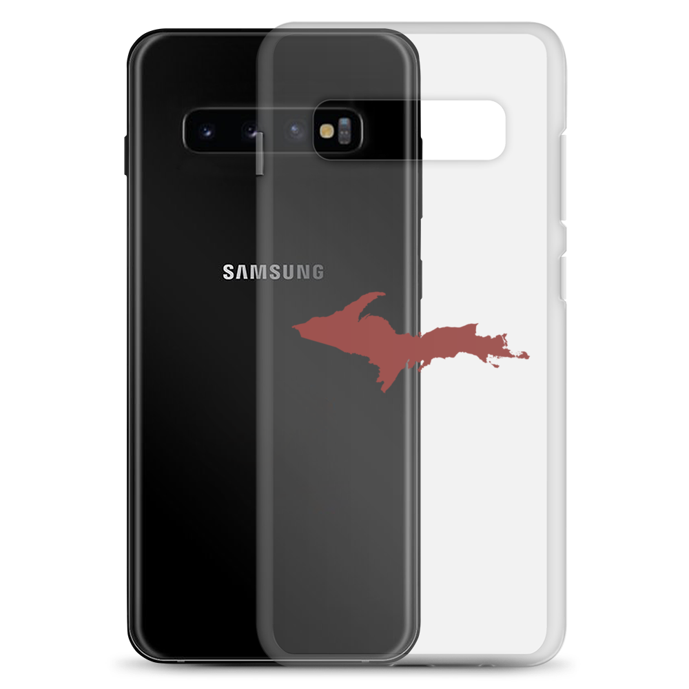 Michigan Upper Peninsula Clear Phone Case (w/ Ore Dock Red UP Outline) | Samsung Android