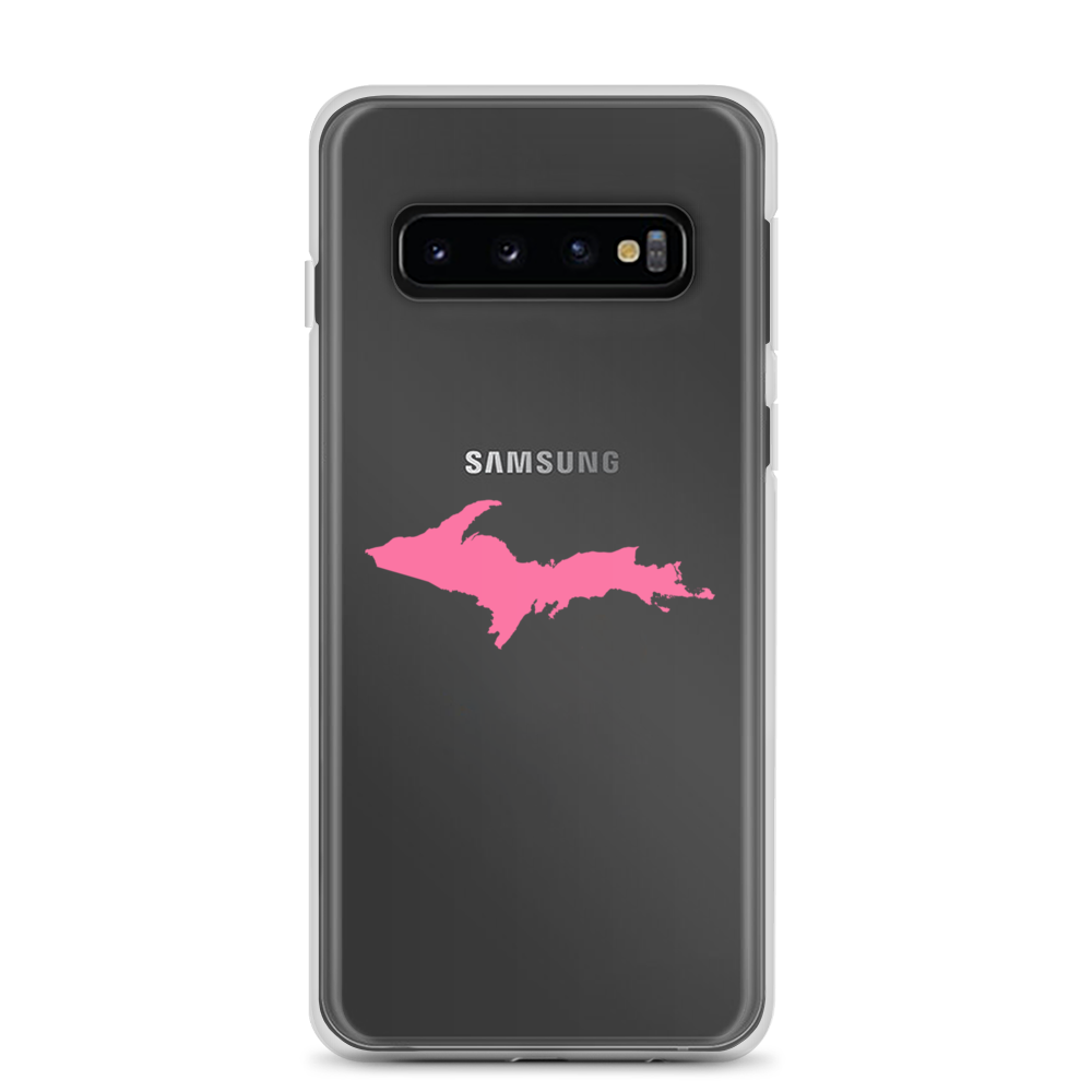 Michigan Upper Peninsula Clear Phone Case (w/ Pink UP Outline) | Samsung Android