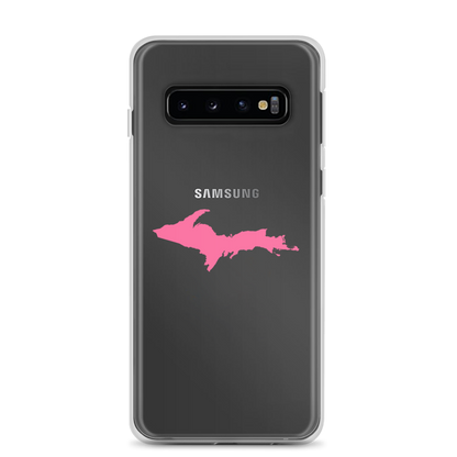 Michigan Upper Peninsula Clear Phone Case (w/ Pink UP Outline) | Samsung Android