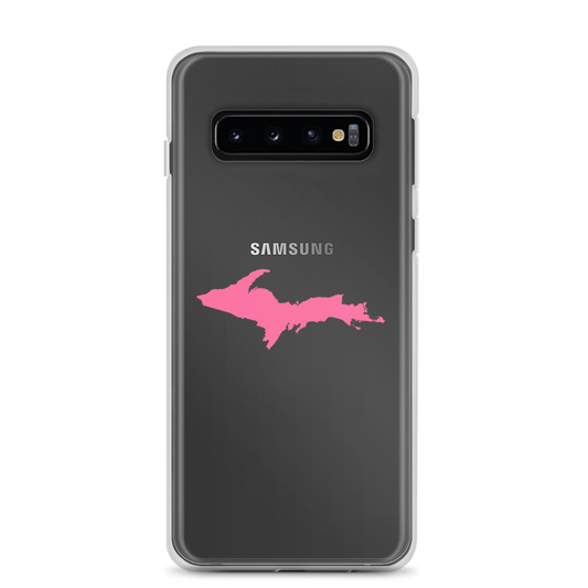 Michigan Upper Peninsula Clear Phone Case (w/ Pink UP Outline) | Samsung Android