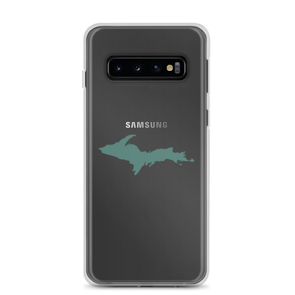 Michigan Upper Peninsula Clear Phone Case (w/ Copper Green UP Outline) | Samsung Android