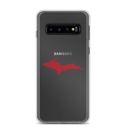 Michigan Upper Peninsula Clear Phone Case (w/ Thimbleberry Red UP Outline) | Samsung Android