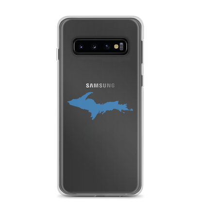 Michigan Upper Peninsula Clear Phone Case (w/ Lake Superior Blue UP Outline) | Samsung Android