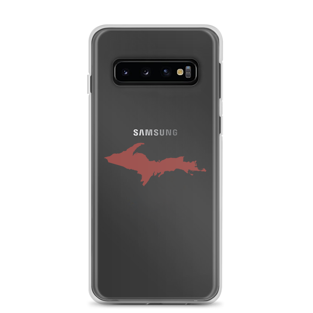 Michigan Upper Peninsula Clear Phone Case (w/ Ore Dock Red UP Outline) | Samsung Android