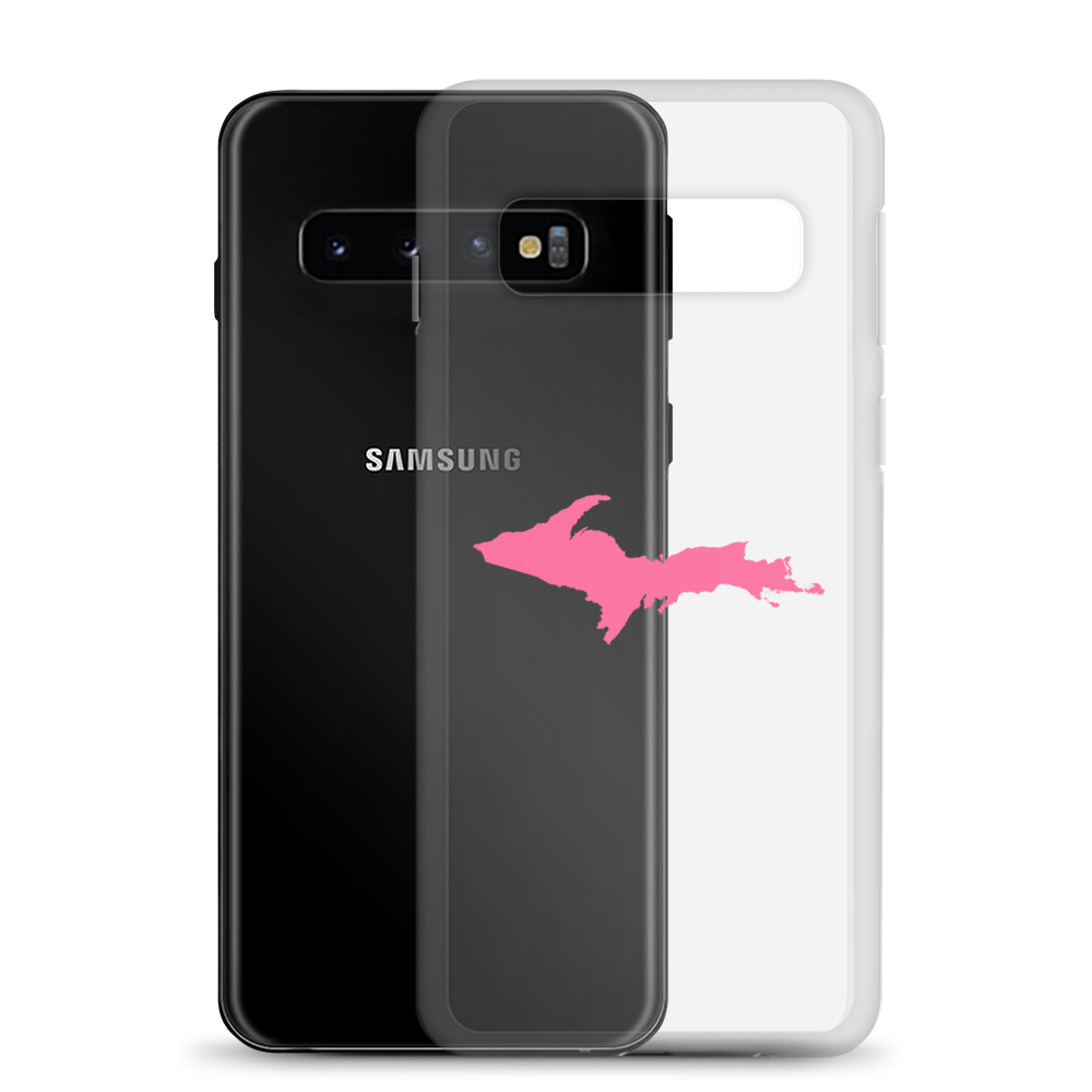 Michigan Upper Peninsula Clear Phone Case (w/ Pink UP Outline) | Samsung Android