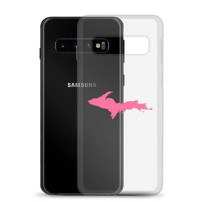 Michigan Upper Peninsula Clear Phone Case (w/ Pink UP Outline) | Samsung Android