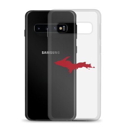 Michigan Upper Peninsula Clear Phone Case (w/ Thimbleberry Red UP Outline) | Samsung Android