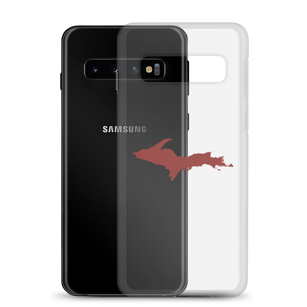 Michigan Upper Peninsula Clear Phone Case (w/ Ore Dock Red UP Outline) | Samsung Android