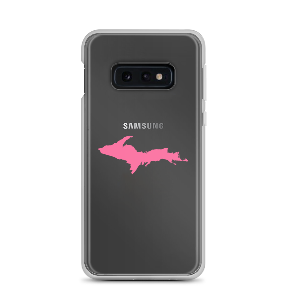 Michigan Upper Peninsula Clear Phone Case (w/ Pink UP Outline) | Samsung Android