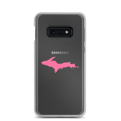 Michigan Upper Peninsula Clear Phone Case (w/ Pink UP Outline) | Samsung Android