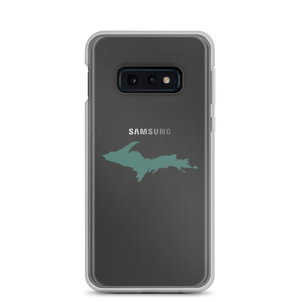 Michigan Upper Peninsula Clear Phone Case (w/ Copper Green UP Outline) | Samsung Android