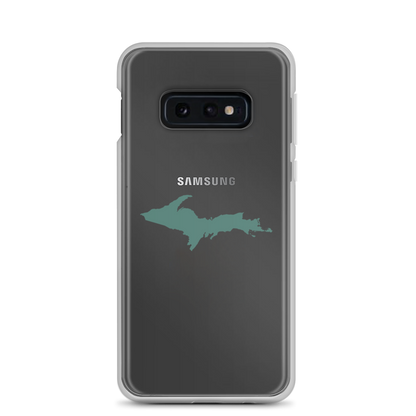 Michigan Upper Peninsula Clear Phone Case (w/ Copper Green UP Outline) | Samsung Android