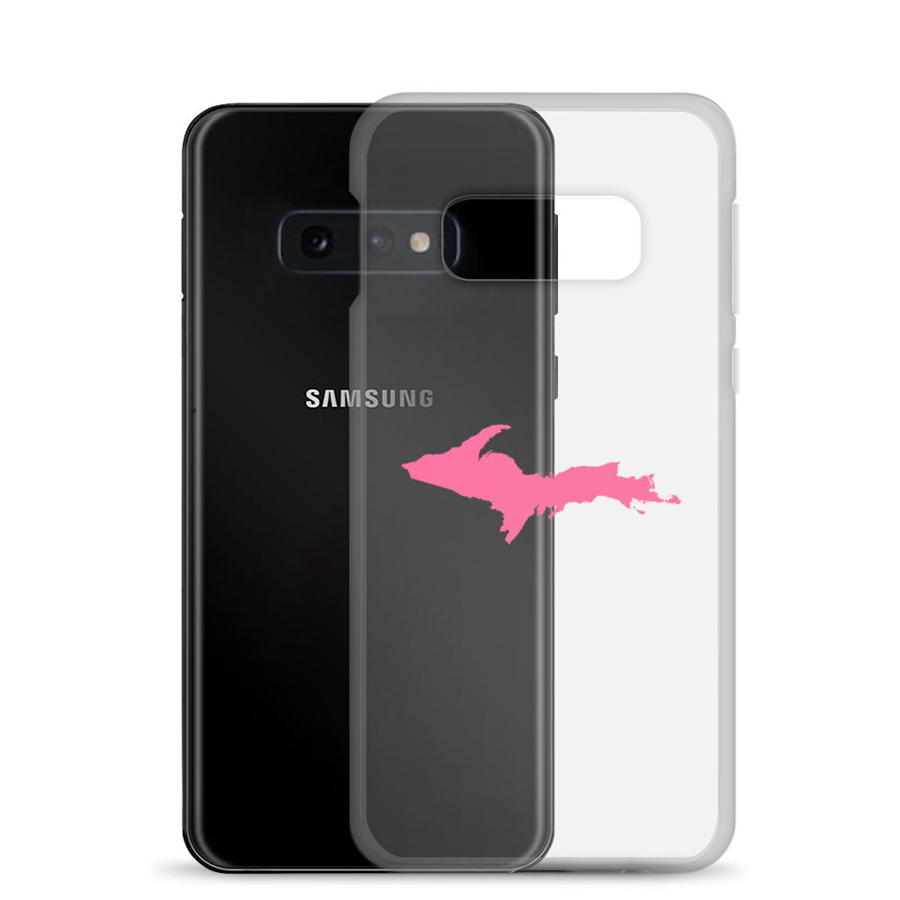 Michigan Upper Peninsula Clear Phone Case (w/ Pink UP Outline) | Samsung Android