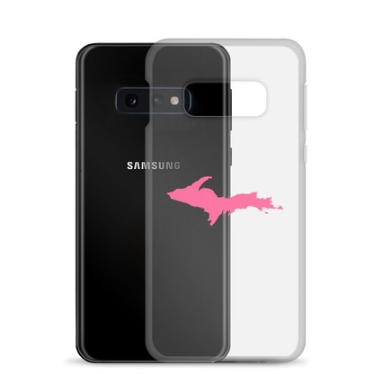 Michigan Upper Peninsula Clear Phone Case (w/ Pink UP Outline) | Samsung Android