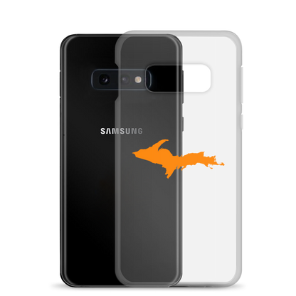 Michigan Upper Peninsula Clear Phone Case (w/ Orange UP Outline) | Samsung Android