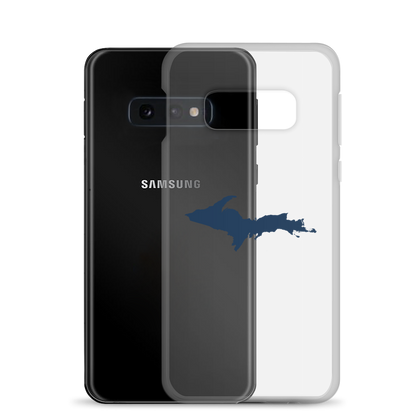 Michigan Upper Peninsula Clear Phone Case (w/ Navy UP Outline) | Samsung Android