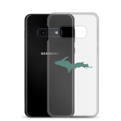 Michigan Upper Peninsula Clear Phone Case (w/ Copper Green UP Outline) | Samsung Android