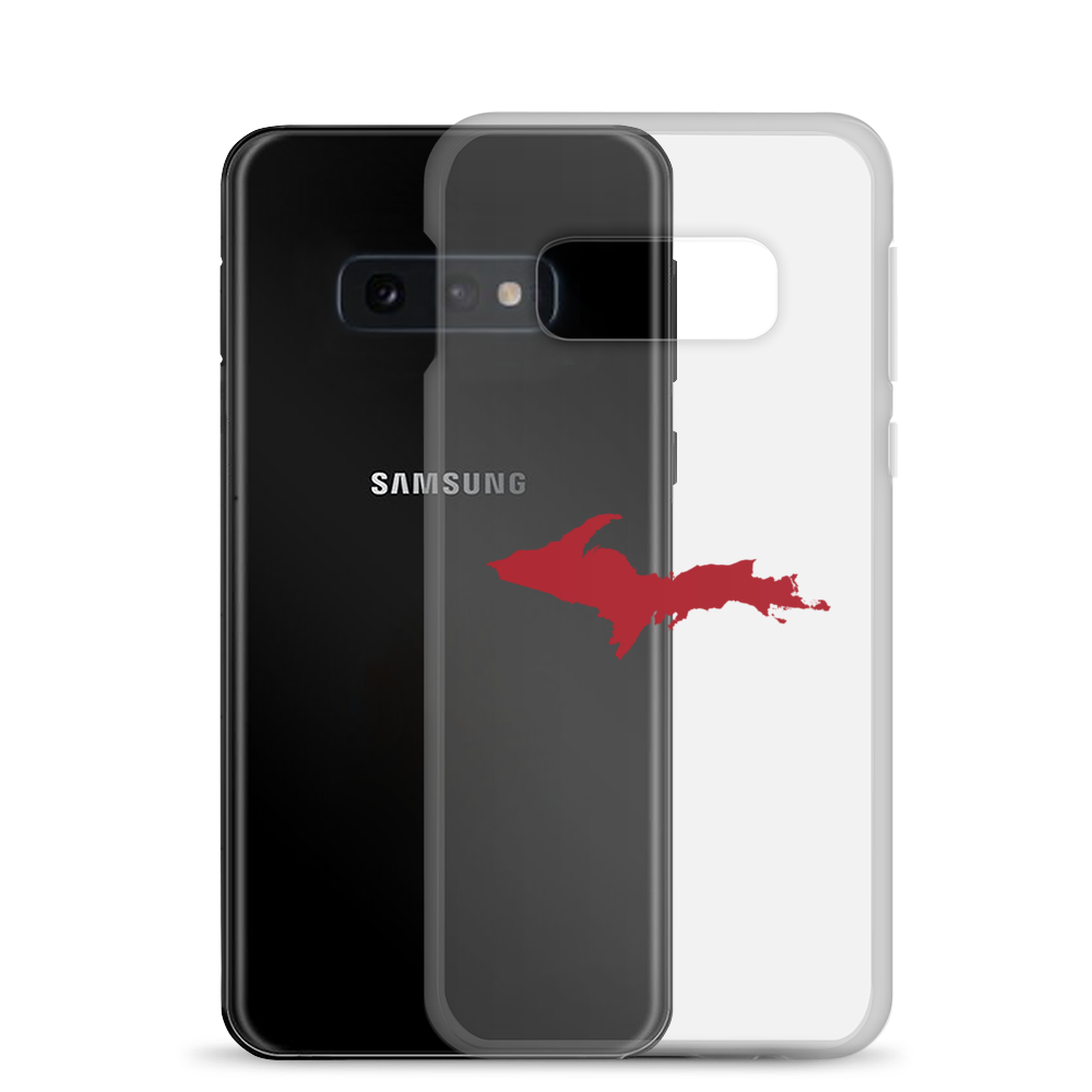 Michigan Upper Peninsula Clear Phone Case (w/ Thimbleberry Red UP Outline) | Samsung Android