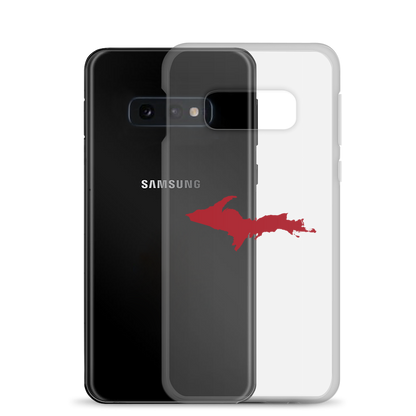 Michigan Upper Peninsula Clear Phone Case (w/ Thimbleberry Red UP Outline) | Samsung Android