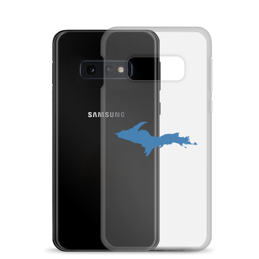 Michigan Upper Peninsula Clear Phone Case (w/ Lake Superior Blue UP Outline) | Samsung Android