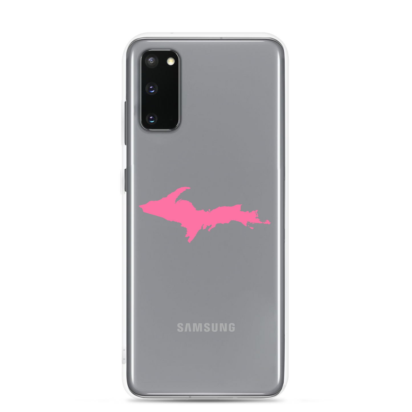 Michigan Upper Peninsula Clear Phone Case (w/ Pink UP Outline) | Samsung Android