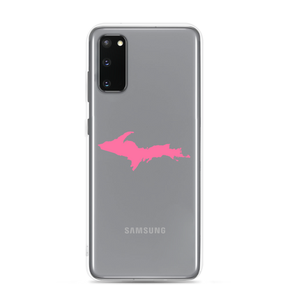 Michigan Upper Peninsula Clear Phone Case (w/ Pink UP Outline) | Samsung Android