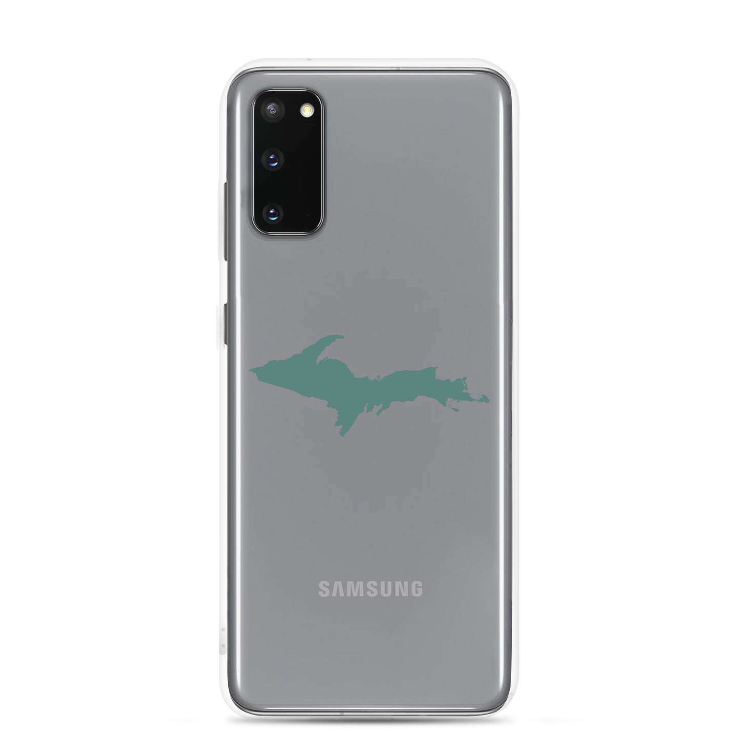 Michigan Upper Peninsula Clear Phone Case (w/ Copper Green UP Outline) | Samsung Android