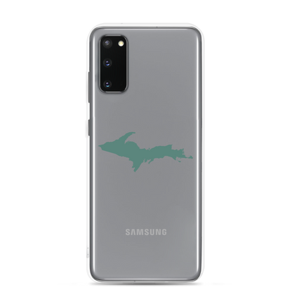 Michigan Upper Peninsula Clear Phone Case (w/ Copper Green UP Outline) | Samsung Android