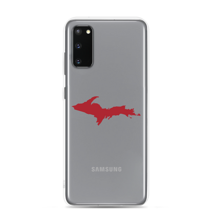 Michigan Upper Peninsula Clear Phone Case (w/ Thimbleberry Red UP Outline) | Samsung Android