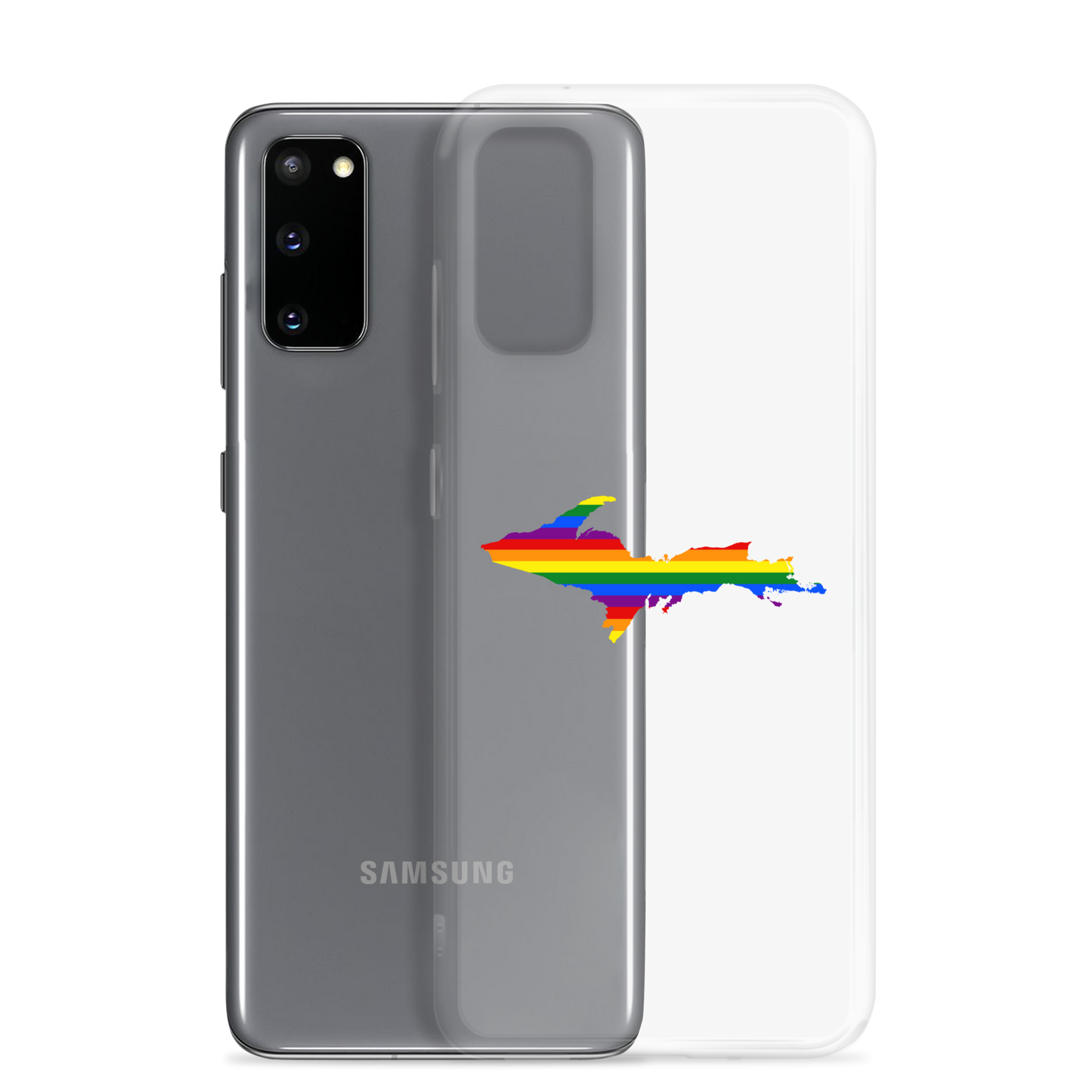 Michigan Upper Peninsula Clear Phone Case (w/ UP Pride Flag Outline) | Samsung Android