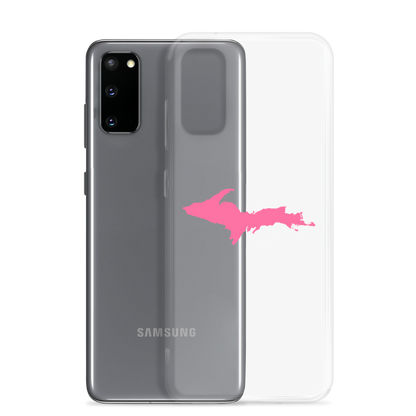 Michigan Upper Peninsula Clear Phone Case (w/ Pink UP Outline) | Samsung Android