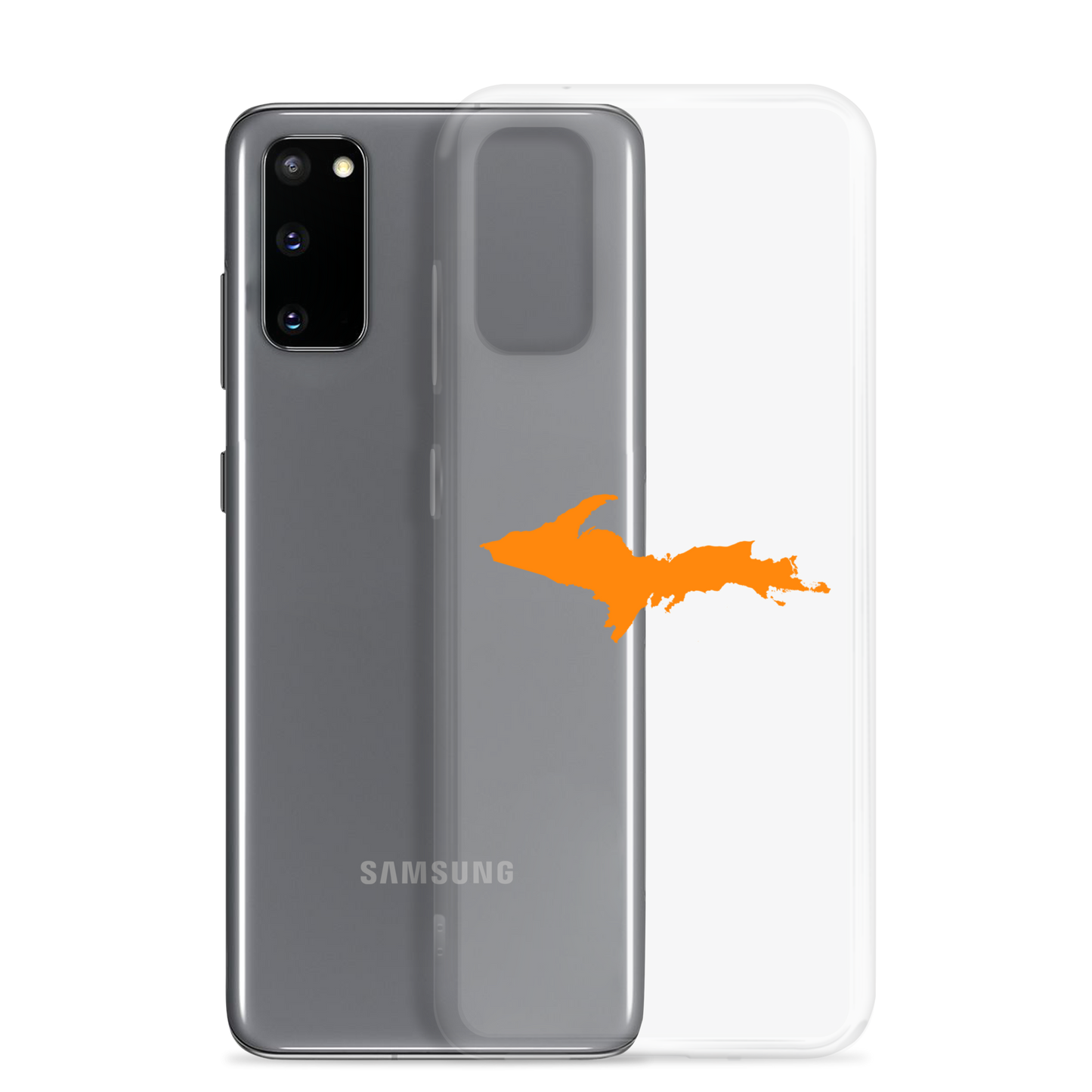 Michigan Upper Peninsula Clear Phone Case (w/ Orange UP Outline) | Samsung Android