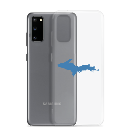 Michigan Upper Peninsula Clear Phone Case (w/ Lake Superior Blue UP Outline) | Samsung Android