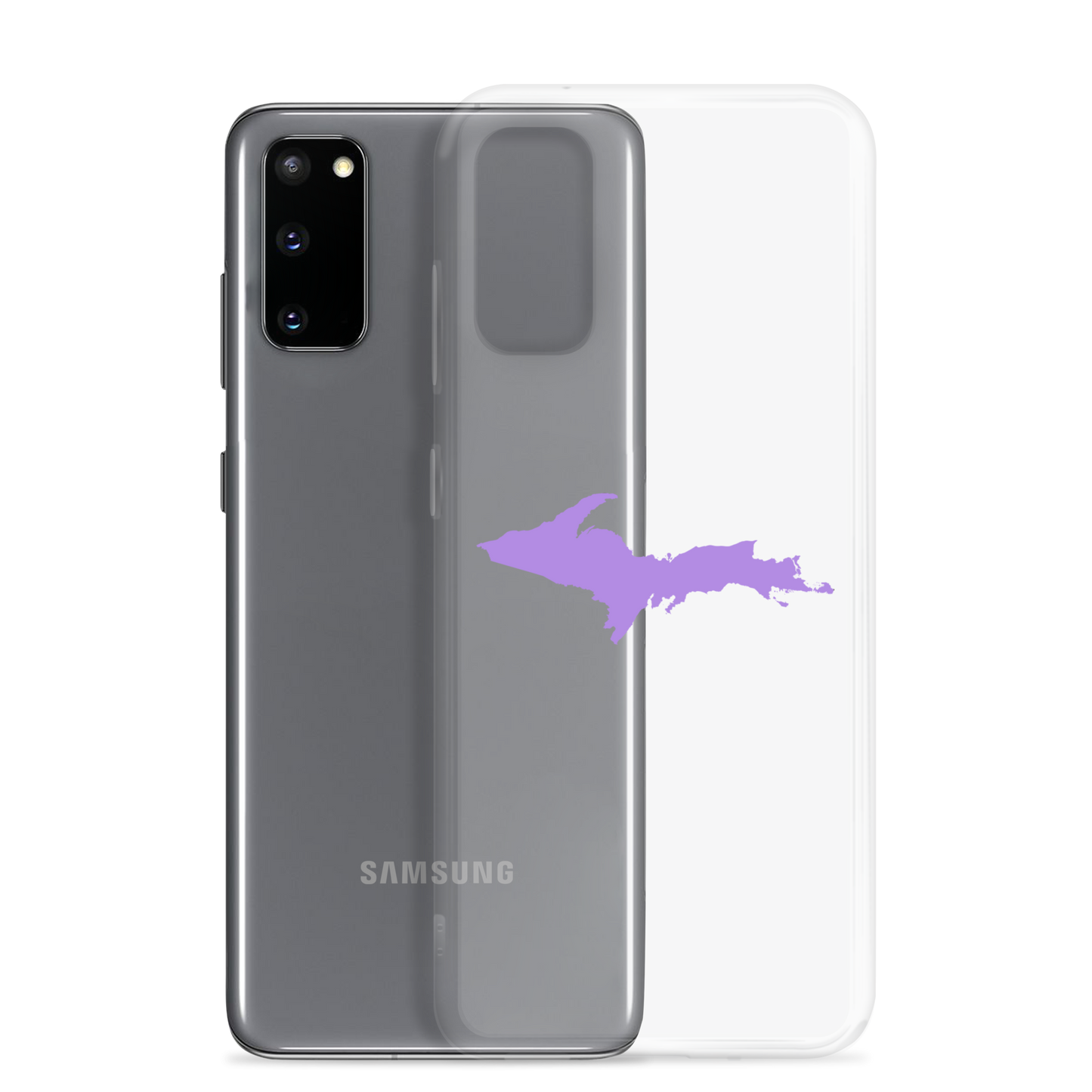 Michigan Upper Peninsula Clear Phone Case (w/ Lavender UP Outline) | Samsung Android