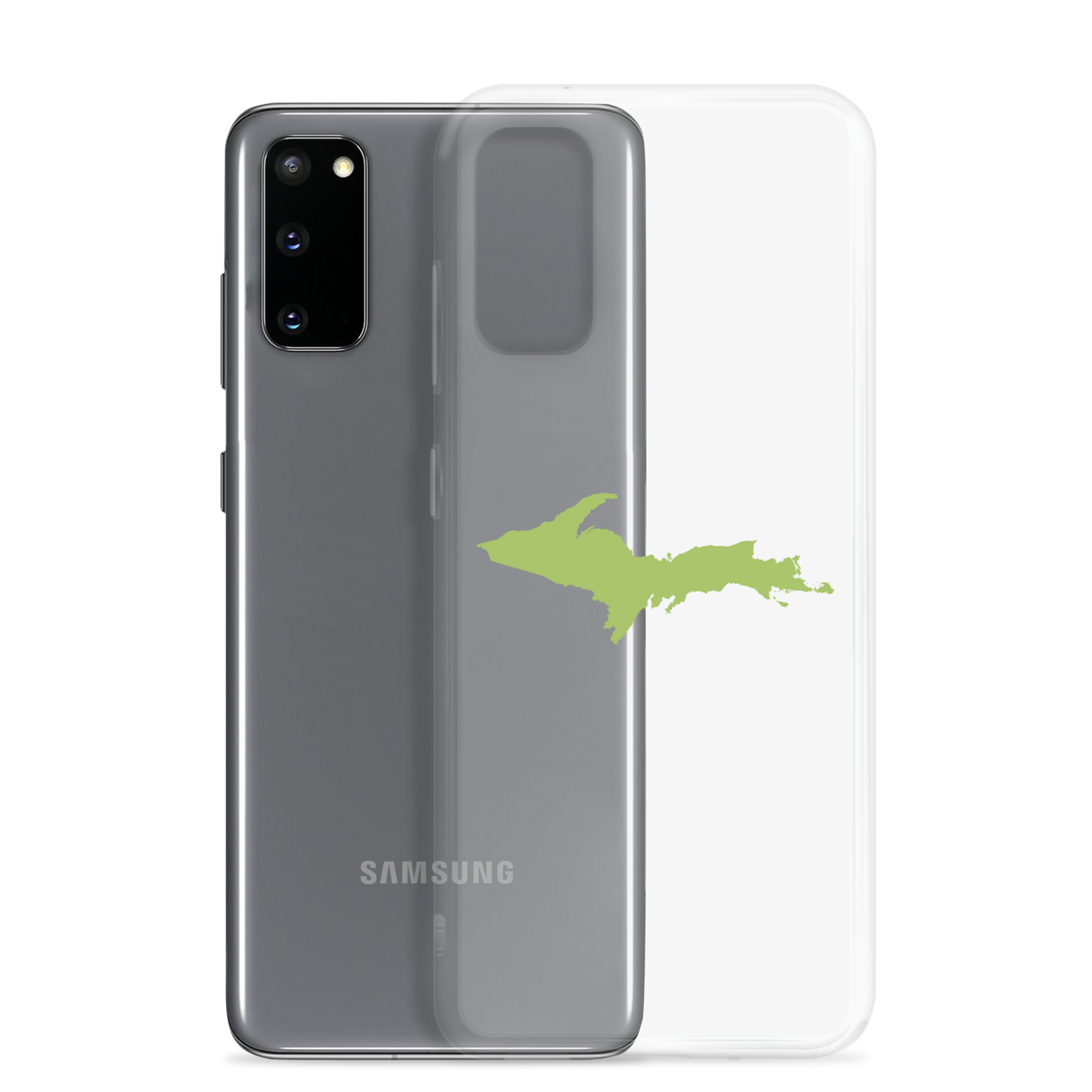 Michigan Upper Peninsula Clear Phone Case (w/ Gooseberry Green UP Outline) | Samsung Android