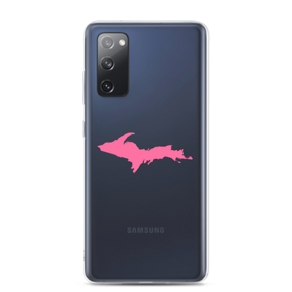 Michigan Upper Peninsula Clear Phone Case (w/ Pink UP Outline) | Samsung Android