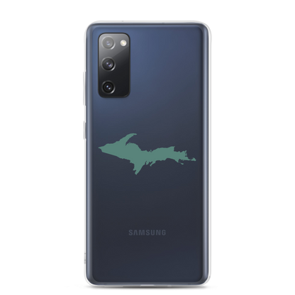 Michigan Upper Peninsula Clear Phone Case (w/ Copper Green UP Outline) | Samsung Android