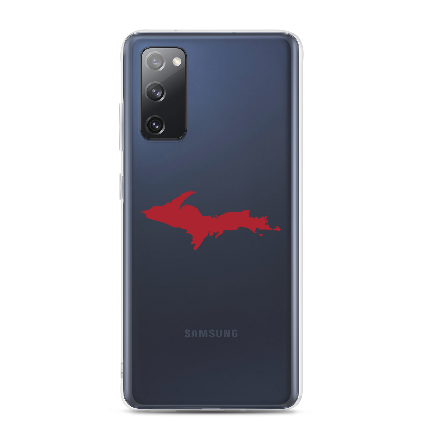 Michigan Upper Peninsula Clear Phone Case (w/ Thimbleberry Red UP Outline) | Samsung Android