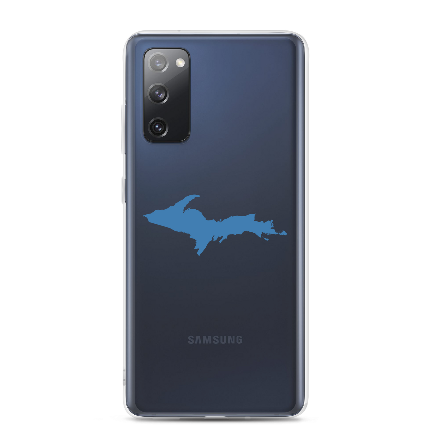 Michigan Upper Peninsula Clear Phone Case (w/ Lake Superior Blue UP Outline) | Samsung Android