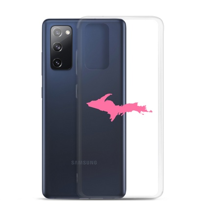 Michigan Upper Peninsula Clear Phone Case (w/ Pink UP Outline) | Samsung Android