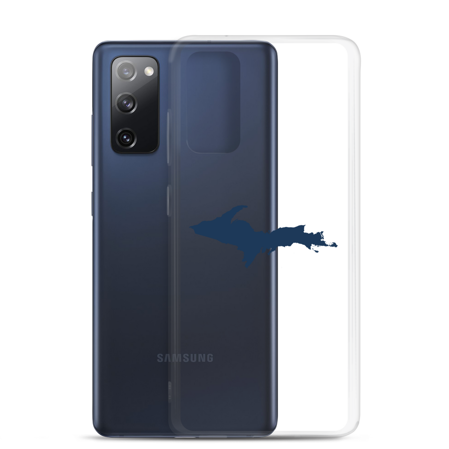 Michigan Upper Peninsula Clear Phone Case (w/ Navy UP Outline) | Samsung Android