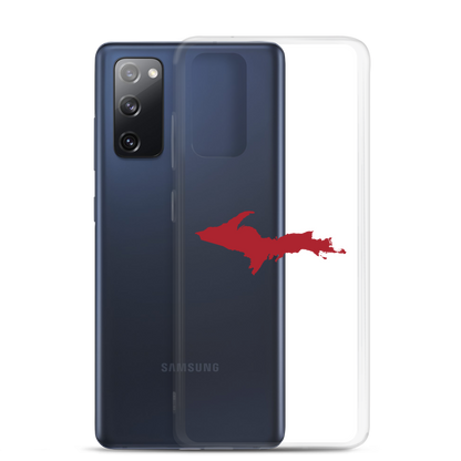 Michigan Upper Peninsula Clear Phone Case (w/ Thimbleberry Red UP Outline) | Samsung Android