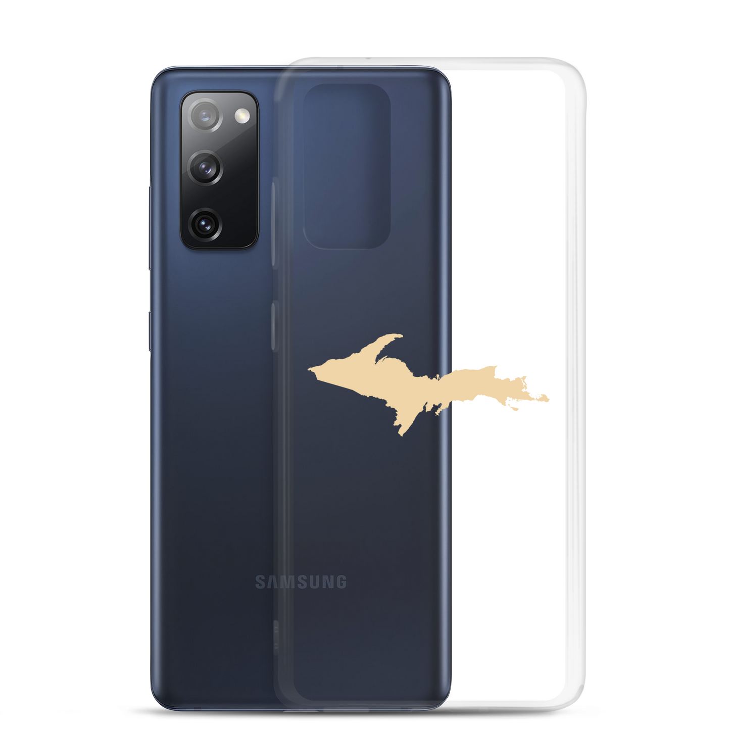 Michigan Upper Peninsula Clear Phone Case (w/ Maple Color UP Outline) | Samsung Android